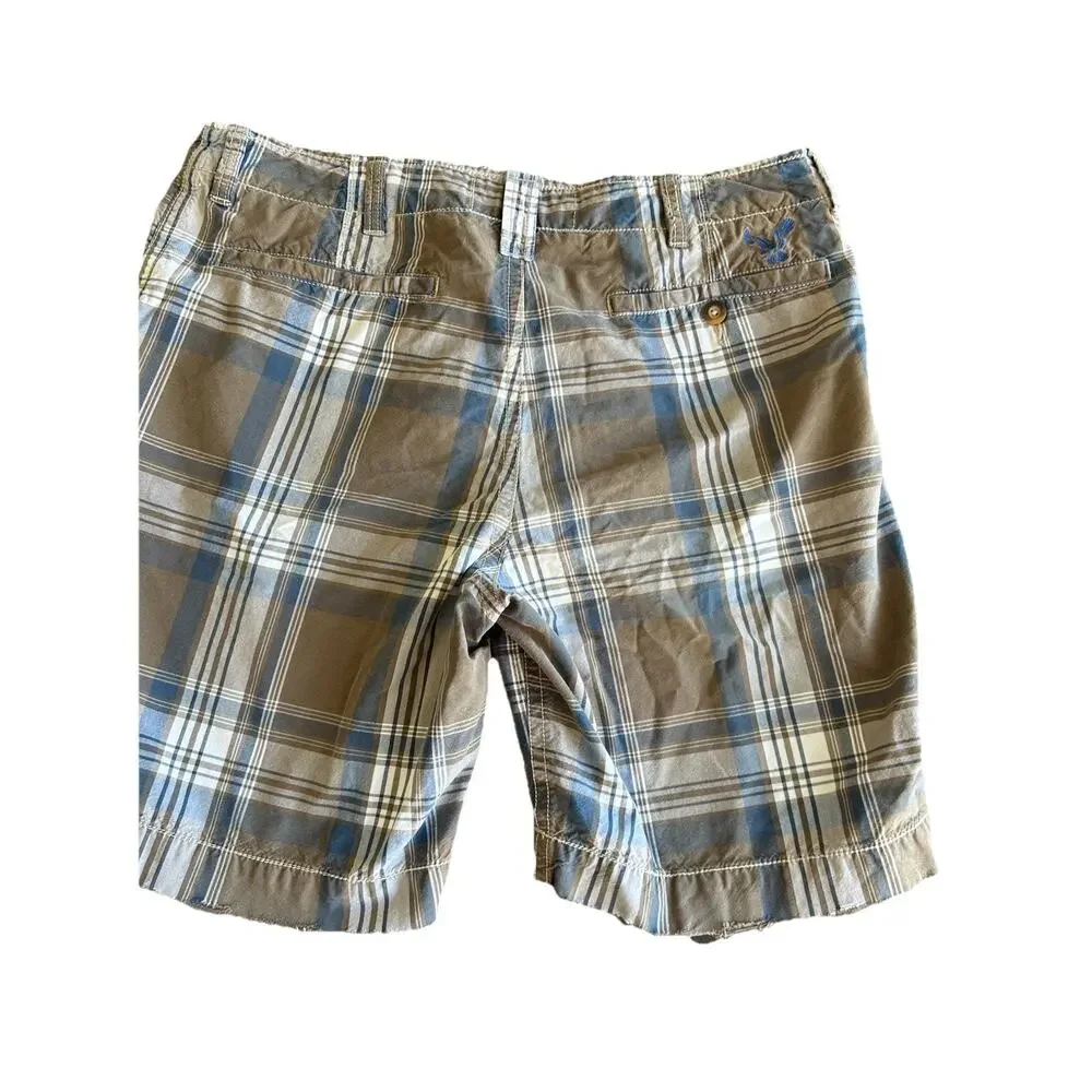 y2k american eagle Plaid shorts Mens 38 Preppy Skater Retro Chino grunge preppy